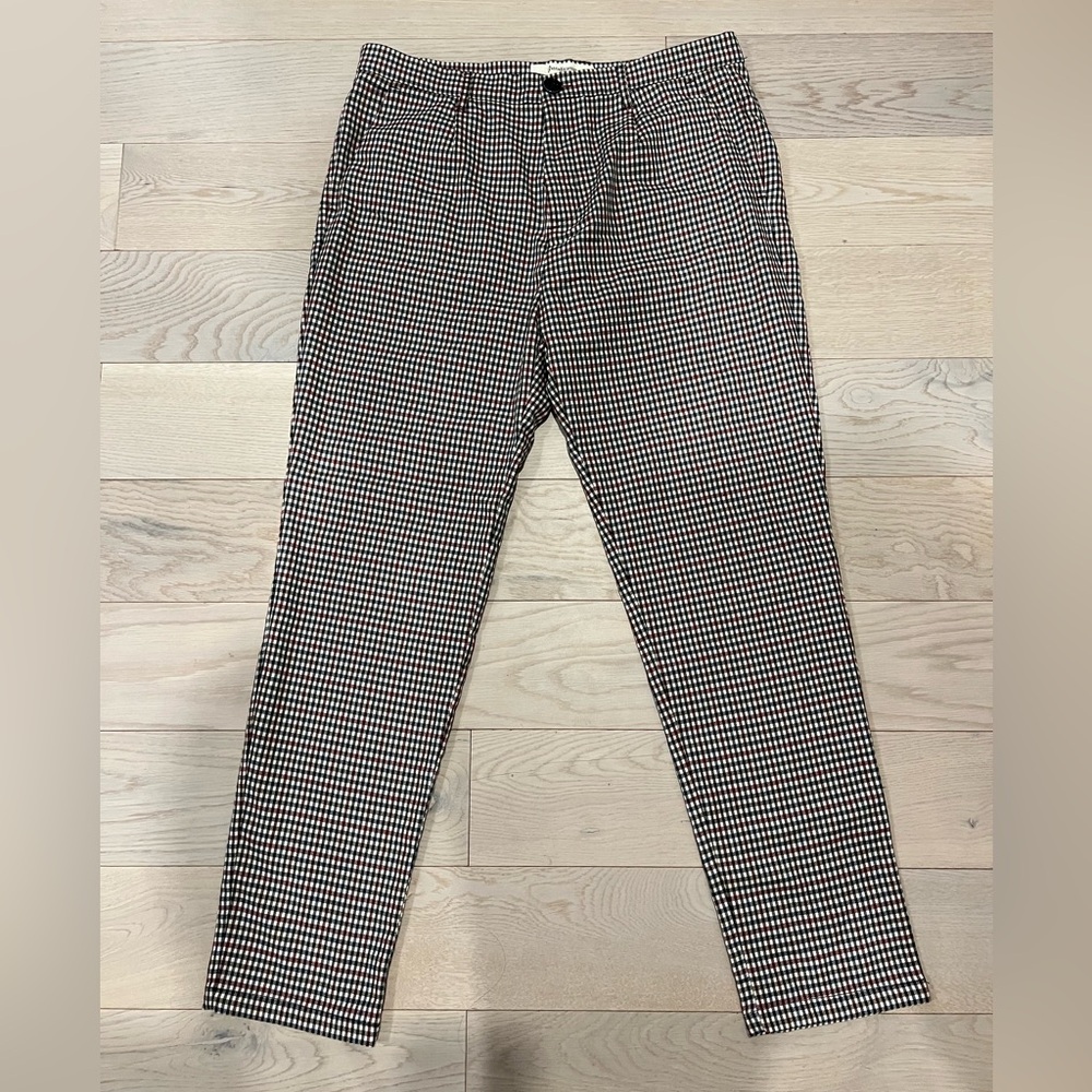 Stradivarius Men’s Gray Prince of Wales Check Chino Pants Size 32 Slim Fit